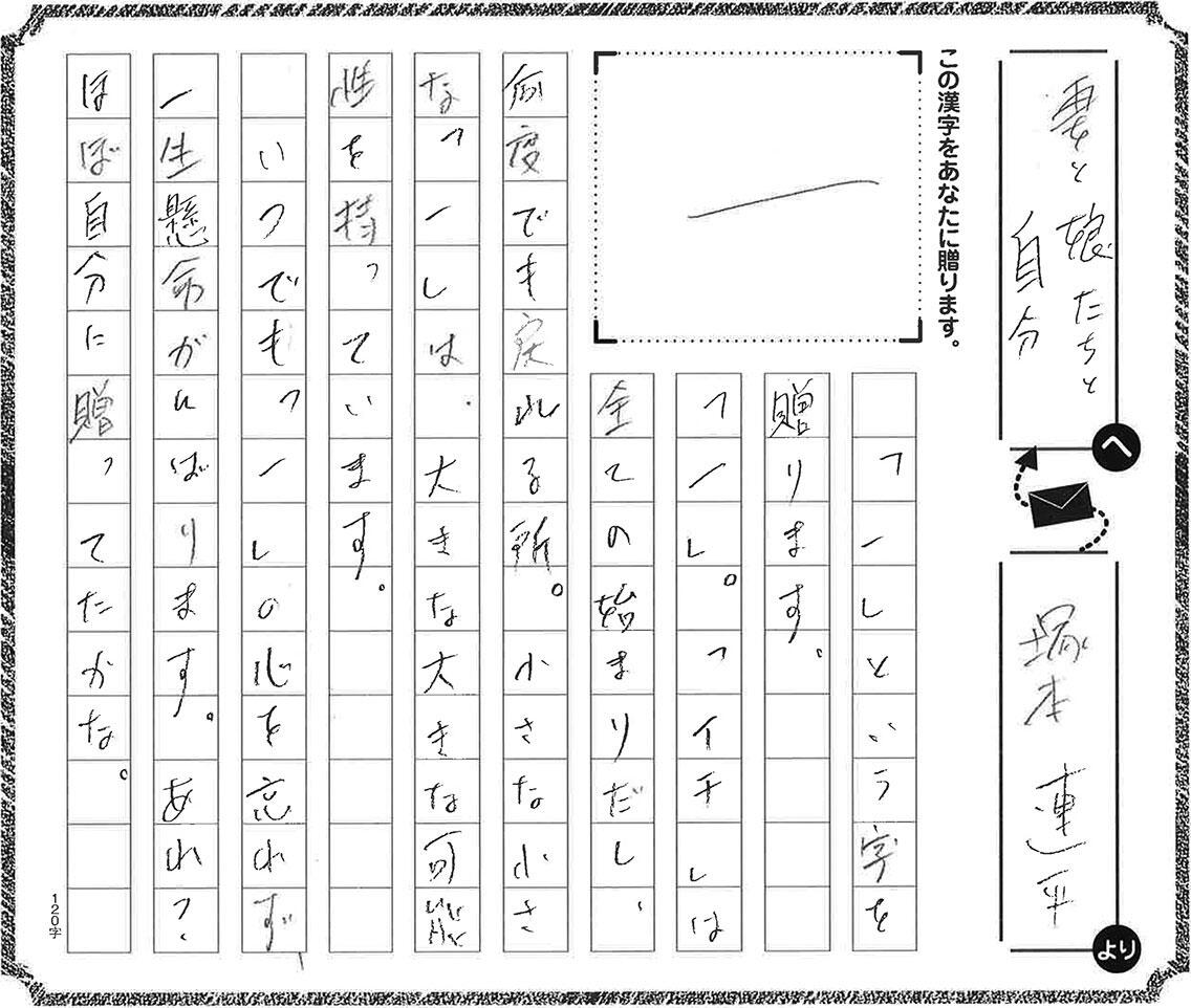 今、あなたに贈りたい漢字コンテスト 作品例